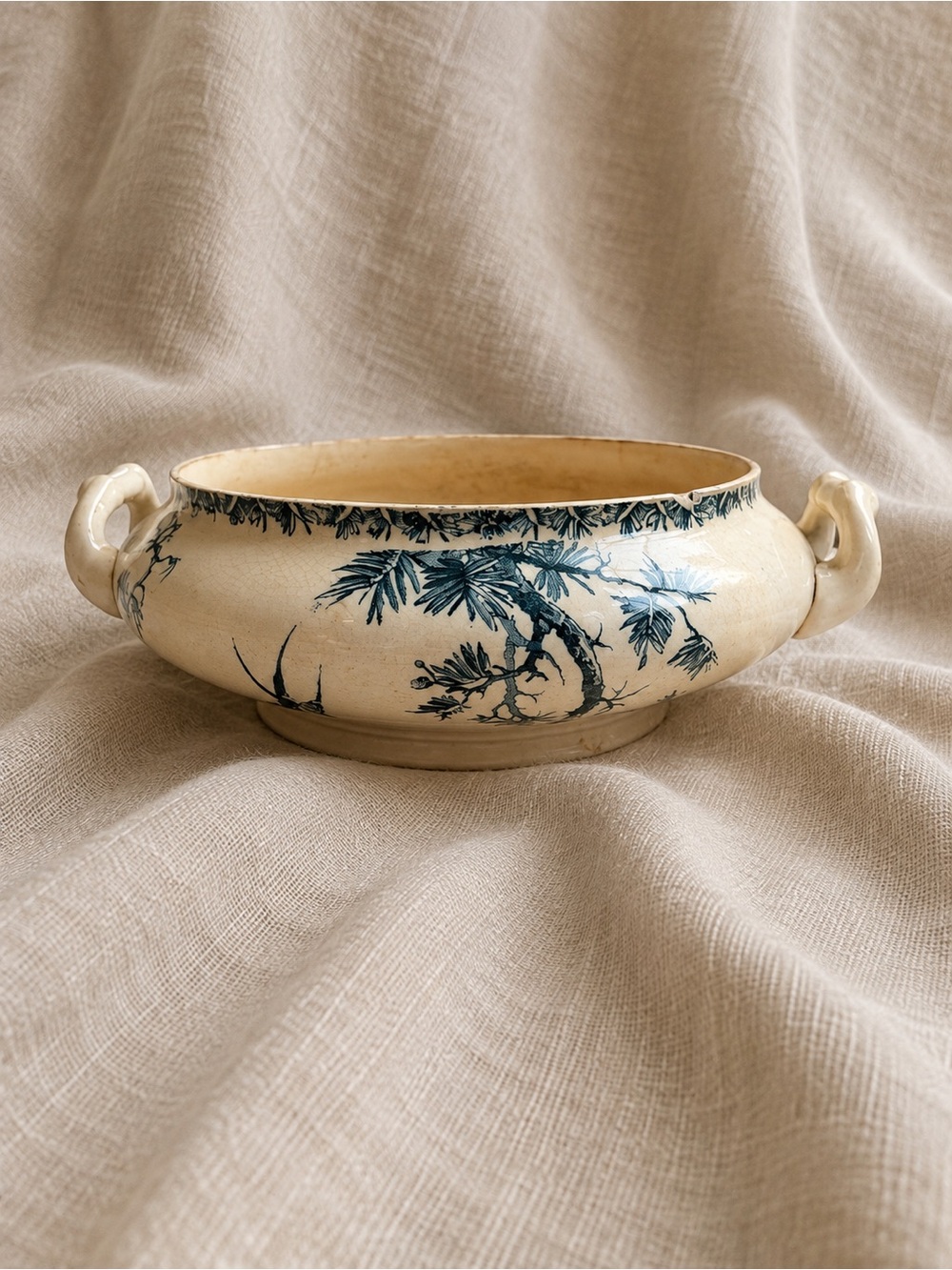 Antique Gien Provençal French Faience Jardinière | Blue & White Transferware